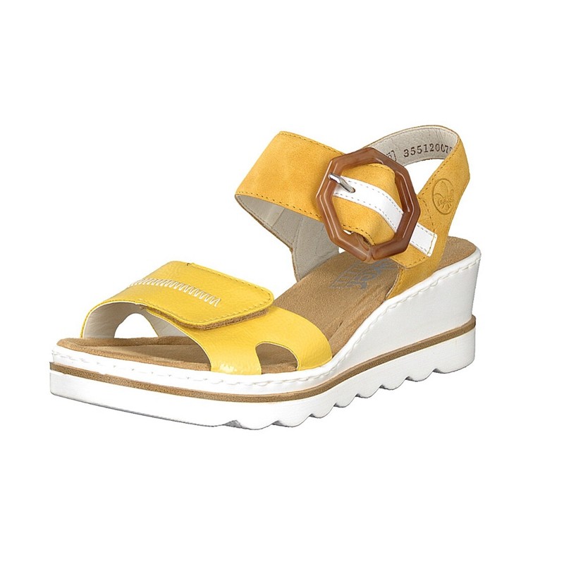 Sandalias Cunha Rieker 67476-68 Para Mulher - Amarelas